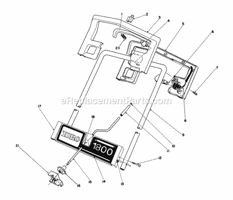 Handle Assembly Diagram and Parts List for 38025 49000001-49999999 - 1994 Lawn Boy Snow Blower